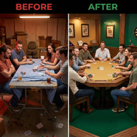 Lost Mill 8 Station Poker Table 1 Quantity in Mocha Oak 1 Pack — Before & After