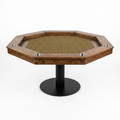 8-Player Poker Table Built for Tournament-Style Play, Solid Oak Frame, Speed Cloth Surface, Metal Pedestal Base