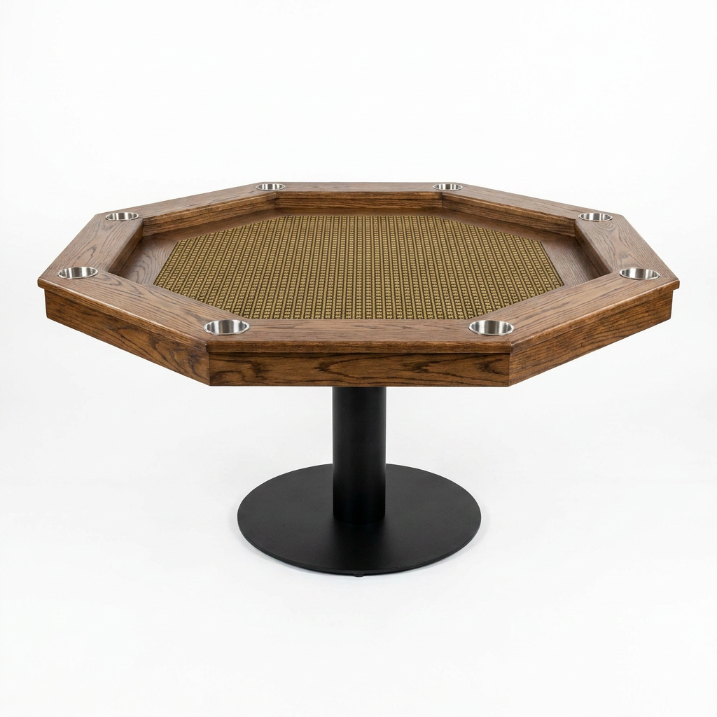 Lost Mill 8 Station Poker Table 1 Quantity in Mocha Oak 1 Pack — Studio Shot