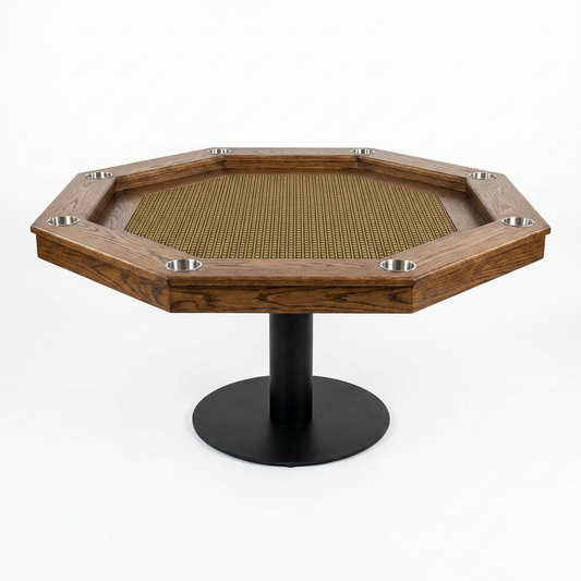 Lost Mill 8 Station Poker Table 1 Quantity in Mocha Oak 1 Pack — Studio Shot