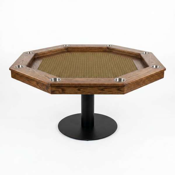 Lost Mill 8 Station Poker Table 1 Quantity in Mocha Oak 1 Pack — Studio Shot